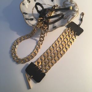 ELLEN TRACY MATTE GOLD/ BROWN LEATHER SET